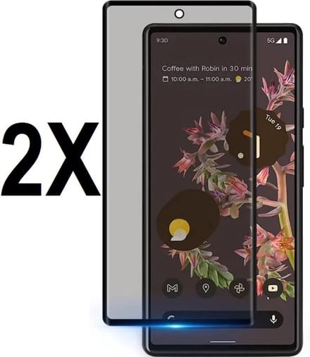 Screenz® - PRIVACY Screenprotector geschikt voor Google Pixel 8 - Tempered glass Screen protector geschikt voor Google Pixel 8 - Beschermglas - Glasplaatje transparant - 2 stuks