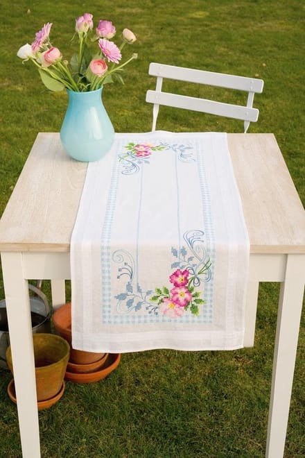 Loper kit Roze bloemen - Vervaco - PN-0146939