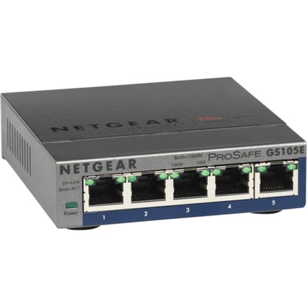 NETGEAR GS105E - Netwerk Switch - Plus Managed - 1 Gbps - 5 poorten