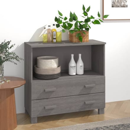 vidaXL - Dressoir - HAMAR - 85x35x80 - cm - massief - grenenhout - lichtgrijs