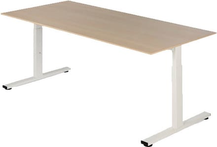 Presto R - Verstelbaar bureau - 200x80 - Eiken Natuur - Wit frame