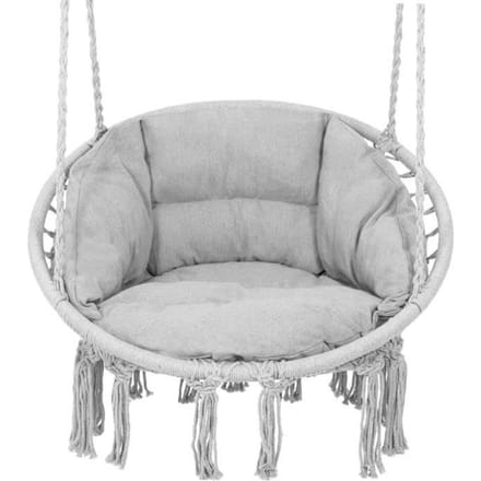 Springos Hangstoel | Binnen & Buiten | Belastbaar tot 150 kg | 120 x 79 cm | Grijs