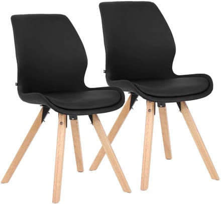CLP Luna Set van 2 Eetkamerstoel - Modern - Rugleuning - 136 kg - Kunstleer/zwart