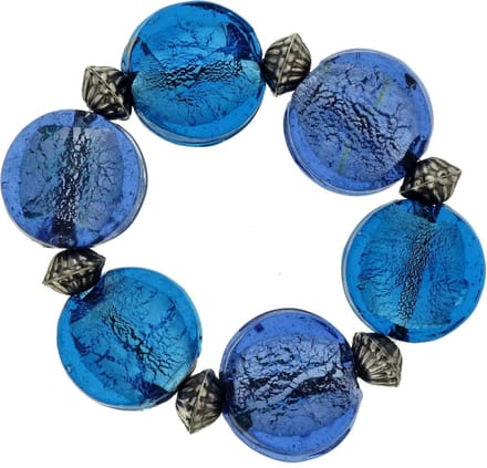 Behave - Armband elastisch blauw glas - expressieve artistieke stijl