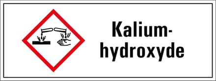 Kaliumhydroxyde GHS tekststicker 400 x 150 mm