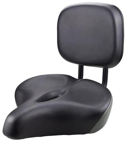 ZUKKA Bicycle Saddle with Backrest Universal Extended Bicycle Saddle Replacement Soft Backrest PU Cushion for Mountain Bike Tricycle Commuter Bicycle (Black, Extra Large)
