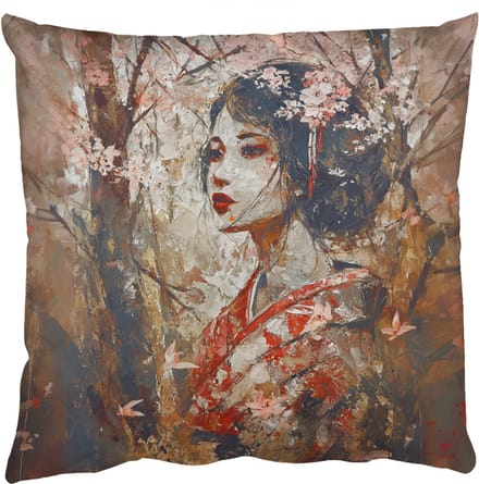 Sierkussens - Kussentjes Woonkamer - 60x60 cm - Kimono - Vrouw - kersenbomen