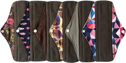 6x Herbruikbare Wasbare Menstruatiepads 25 cm - Bamboe Houtskool Absorberend Comfort