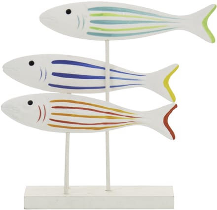 J-Line decoratie Vis Op Voet Gestreept - hout/bamboe - mix - small - 2 stuks