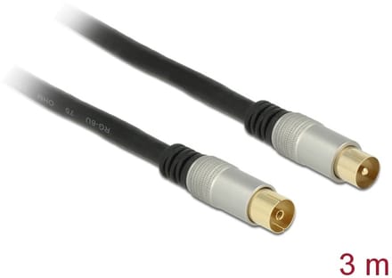 DeLOCK Premium Coax IEC (m) - Coax IEC (v) kabel - zwart - 3 meter