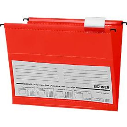 EICHNER hangmappen, voor formaten tot A4, opening aan de zijkant, pvc, rood, 10 stuks