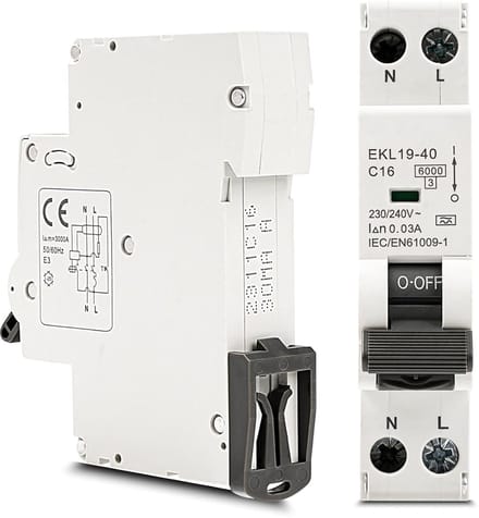 Aardlekschakelaar 16A - Stroomonderbreker Fi - Elektrische Beveiliging - Type A 30mA - 9x8x2 cm