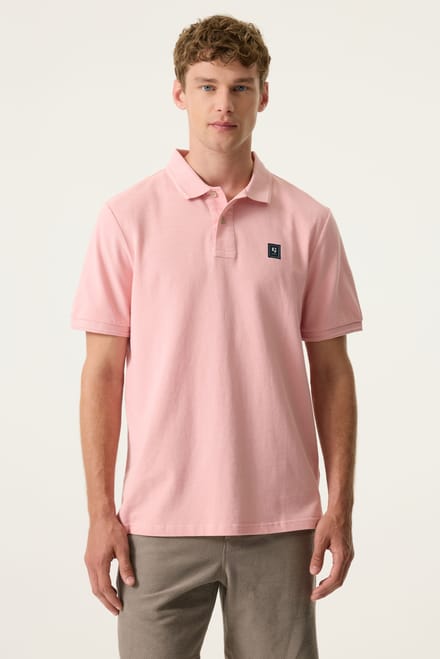 GARCIA Heren Effen Polo Roze Korte mouw