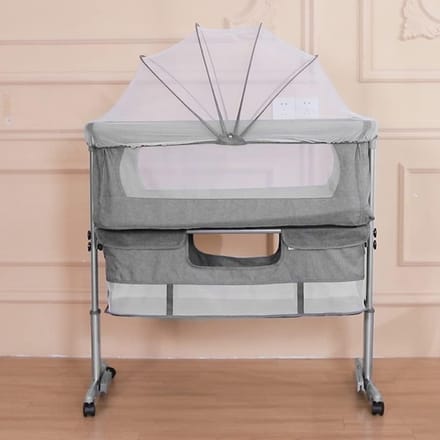 4-in-1 Multifunctioneel Kinderbed Wieg en Box met Matras en In hoogte Verstelbaar