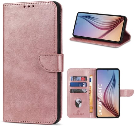 Solidenz hoesje - Geschikt voor Samsung Galaxy S24 FE - Bookcase - Roségoud