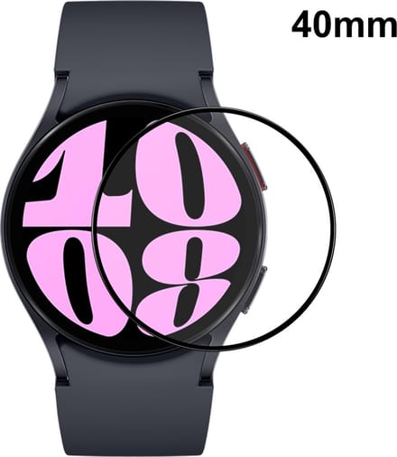 By Qubix - Screen protector Tempered Glass - Full cover - Geschikt voor de Samsung Galaxy Watch 6 - 40mm