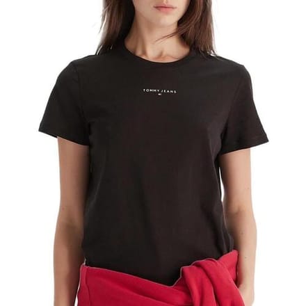 Tommy Jeans T-shirt Tjw Reg Linear Ss Tee Dw0dw21964 Bds Black Dames Maat - S