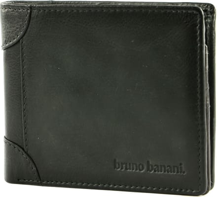 bruno banani Leren Portemonnee Wallet Black Zwart