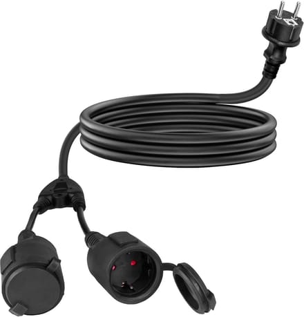 Waterdichte Verlengsnoer Buiten met 2 Schuko Stopcontacten, 2 Meter, IP44