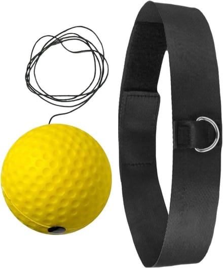 Boksbal Hoofdband - Reactiebal Set - Verbeter Coördinatie - Lichtgewicht Ontwerp - 8cm Artikel - Geel