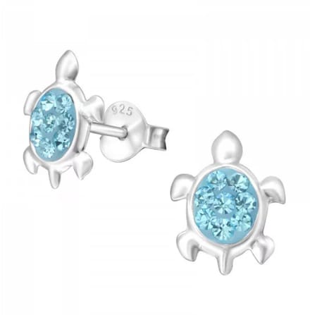 La Rosa Princesa Zeeschildpad Oorknoppen Zilver | Blauw - Schildpad