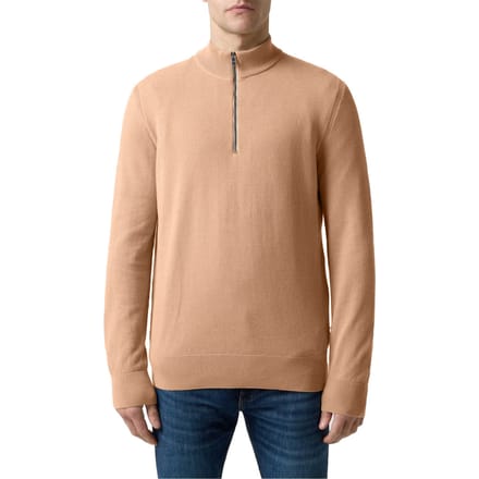 Boss Heren Ebrando-P gebreide trui met halve rits (Medium Beige)