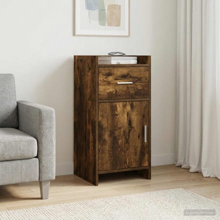 vidaXL - Dressoir - Gerookt - eiken - 40 - x - 36 - x - 80 - cm - Bewerkt - hout