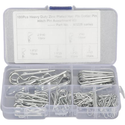 100 stuks R-clip assortimentset koolstofstalen haarspeldborgclip M1 M1.2 M1.5 M1.85 M2 M2.5 white