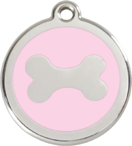 Hondenpenning-bot afdruk-groot-roze-28mm-Hondenpenning.nl