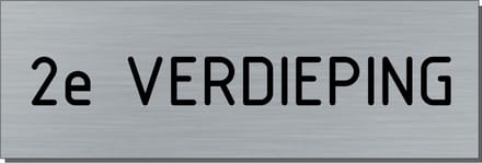 Deurbordje - 2 de verdieping - bordje - 2 de verdieping - rechthoekig met RVS look