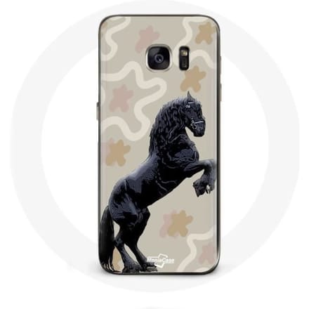 Coque - MANIACASE - Samsung Galaxy S7 Edge - Noir - Souple - Race de cheval noir