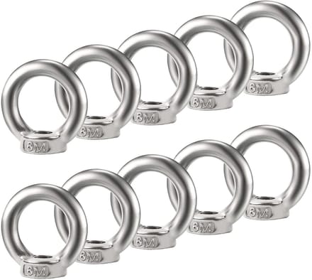 10 Stuks M6 Oogmoeren van 304 RVS - Draadmoeren voor Hefaccessoires en Bevestigingselementen