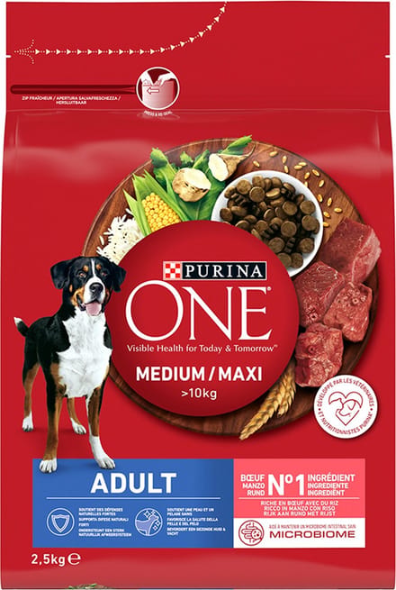 Purina One Medium Maxi Adult Honden droogvoer -  Rund - 2500g