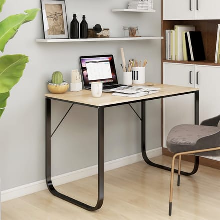 vidaXL - Computerbureau - 110x60x73 - cm - spaanplaat - zwart - en - eikenkleurig