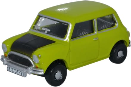 Klassieke Mini in Citroengeel OO Schaal Die-Cast Modelauto