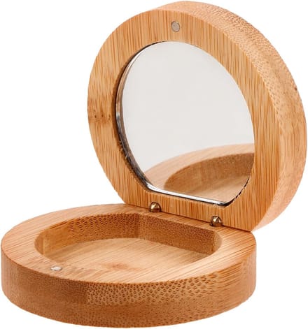 Houten Make-up Spiegel - Compacte Spiegels - Make-up Aanbrengen - Draagbaar Ontwerp - 7 x 6.5 cm - Natuurlijk Hout