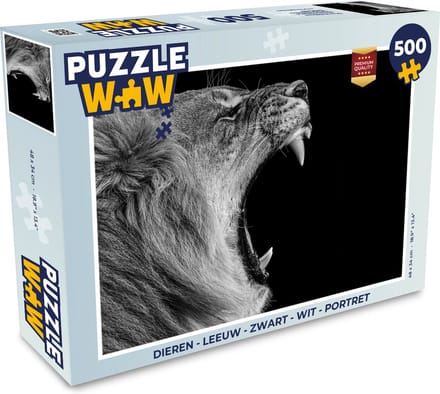 Puzzel Dieren - Leeuw - Zwart - Wit - Portret - Legpuzzel - Puzzel 500 stukjes