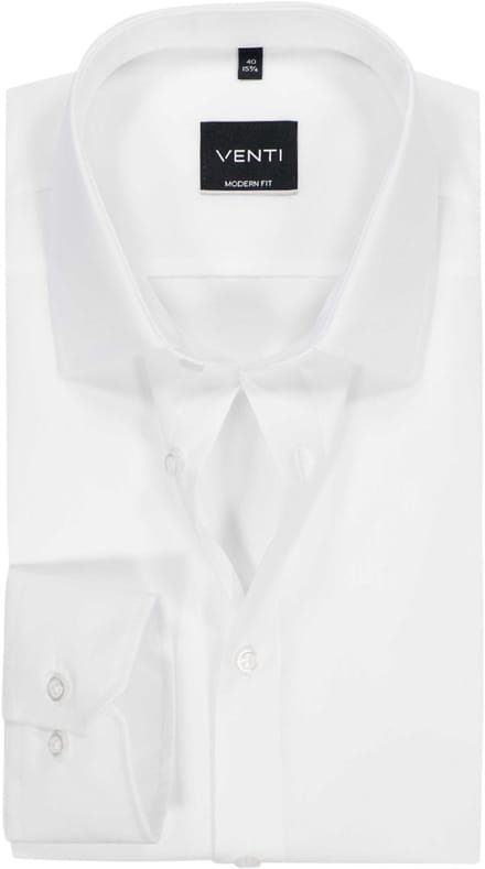 VENTI modern fit overhemd - mouwlengte 7 - wit - Strijkvrij - Boordmaat: 46 (EU maat: XXL)