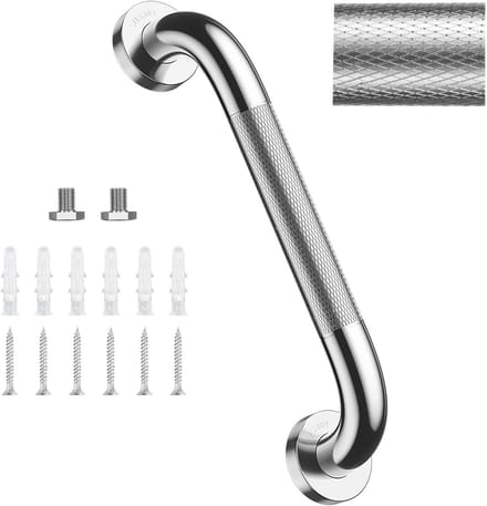 Badkamer Handgreep - Veiligheidsbeugel Douche - Extra Ondersteuning - Antislip Gekarteld - 30 cm - Zilver