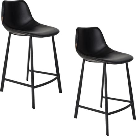 Dutchbone Franky Barkrukken rugleuning 65 cm Zwart - Set van 2