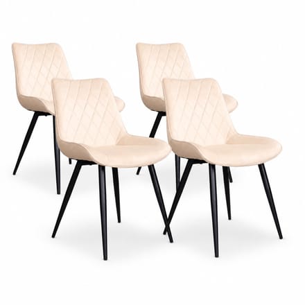 DS4U® - Benito eetkamerstoel - Set van 4 - Ivoor - Velvet