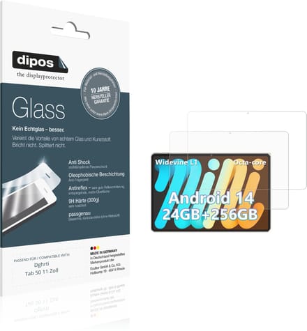 dipos – 2x Matte Pantserfolie geschikt voor Dghrti Tab 50 11 Zoll | 9H Screenprotector