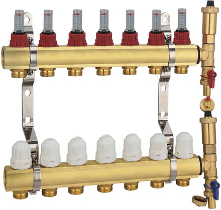Radiatorconnect messing zeven-weg verdeler voor vloerverwarming..