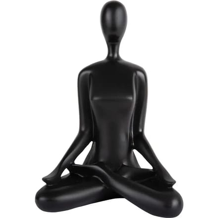 Present Time Ornament Open Lotus - Zwart - 15x11x21cm - Modern - Kunststof