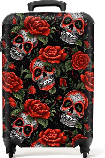 NoBoringSuitcases.com® - Rode koffer - Bloemen rood - 55x35x25