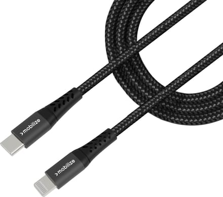 Mobilize USB-C naar Apple Lightning Kabel MFI 1 Meter - Zwart