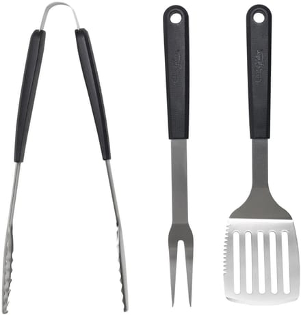 Char-Griller BBQ Gereedschap Set – 3-delig (Tang, Spatel en Vork) – RVS Barbecue Tools – Duurzaam en Stevig