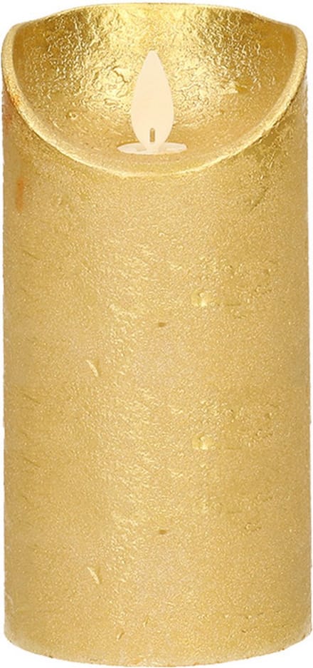 Anna's Collection Led kaars/stompkaars - goud - H15 x D7,5 cm - wax - bewegende vlam