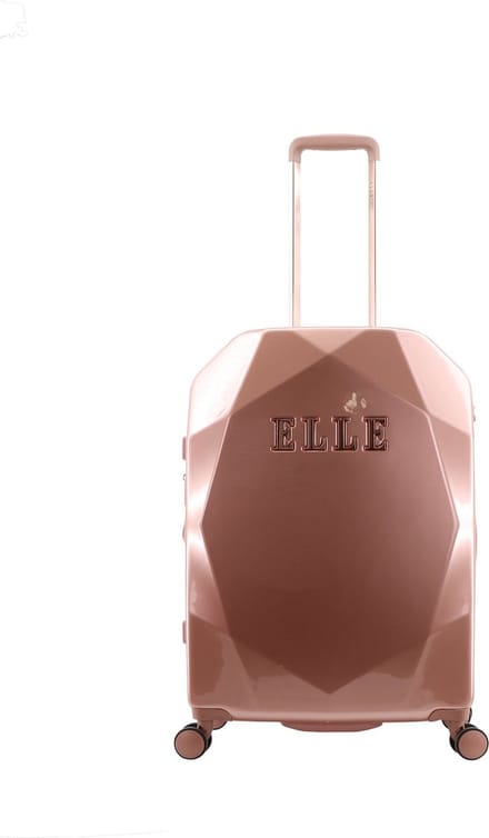 ELLE - Diamond | Harde Koffer / Trolley / Reiskoffer - 67 cm (Medium) - Rosé goud - Rosé goud / Medium
