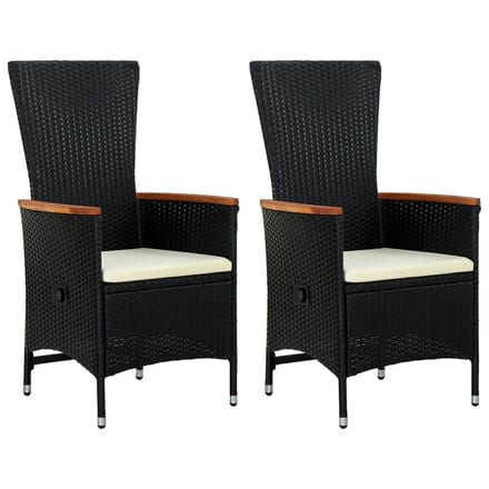 vidaXL - Tuinstoelen - 2 - st - met - kussens - poly - rattan - zwart
